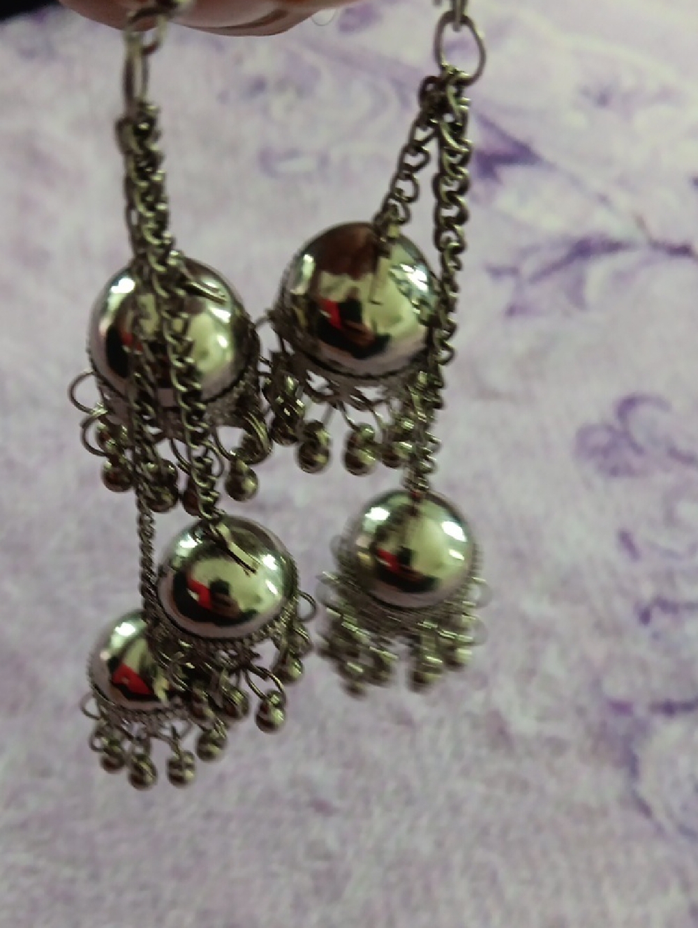 Antique Silver Jhumka Drop Earrings - Classic Silver Tone
